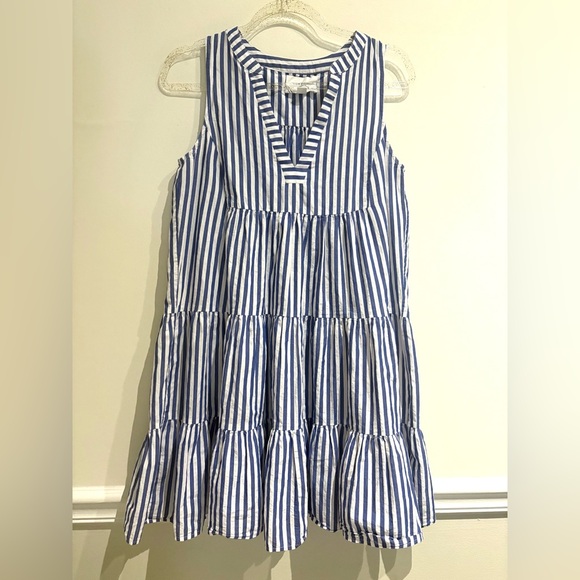 Tuckernuck Pomander Place Blue White Stripe Sleeveless Cotton Poplin Kenzo Dress - Picture 4 of 7